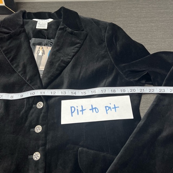 Vtg Y2K Black Velvet Whimsigoth Steampunk Vamp Blazer Jacket Corp Goth Size: 14 - Picture 7 of 16